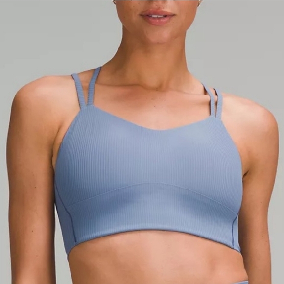 lululemon athletica Other - Lululemon Like a Cloud Ribbed Longline Bra Light Support, B/C Cup Oasis Blue